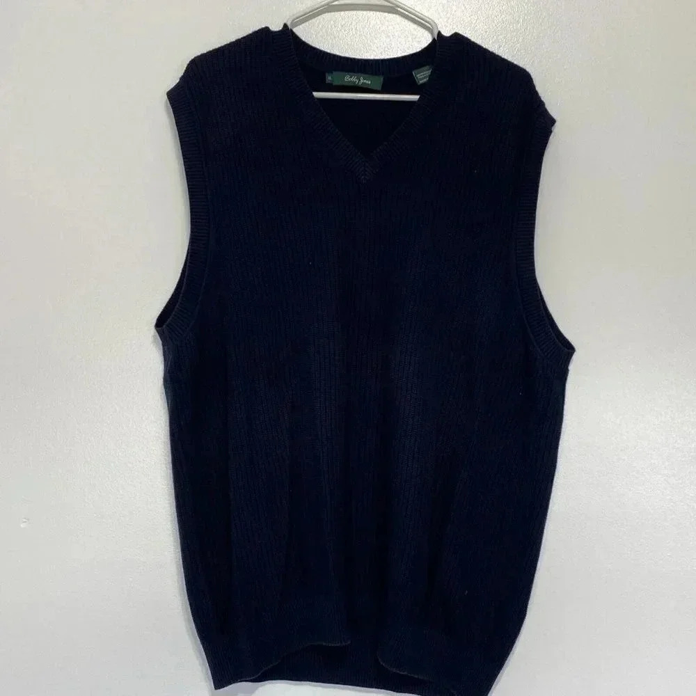 Bobby Jones Mens Sweater Vest Golf V-Neck‎ Blue XL 100% Peruvian Pima Cotton